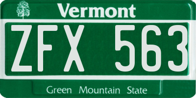 VT license plate ZFX563