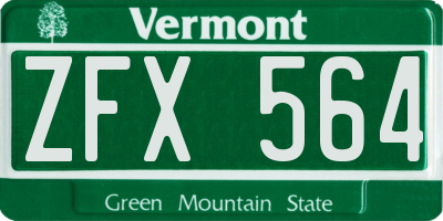 VT license plate ZFX564