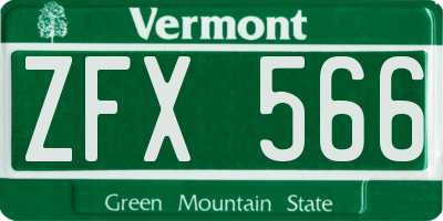 VT license plate ZFX566