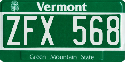 VT license plate ZFX568