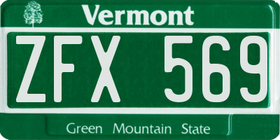 VT license plate ZFX569