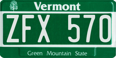 VT license plate ZFX570