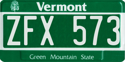 VT license plate ZFX573