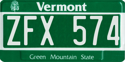 VT license plate ZFX574