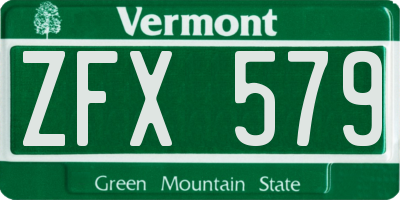 VT license plate ZFX579