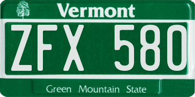 VT license plate ZFX580