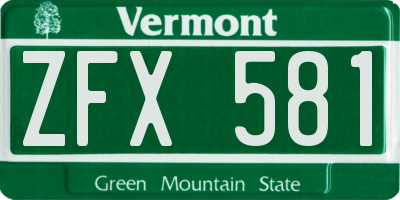 VT license plate ZFX581