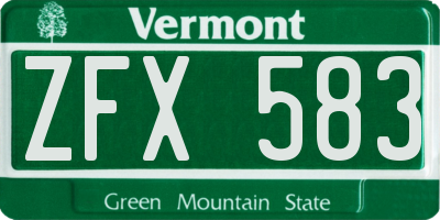 VT license plate ZFX583