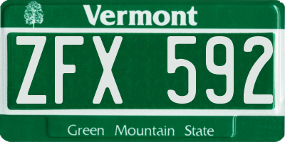 VT license plate ZFX592