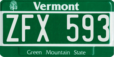 VT license plate ZFX593