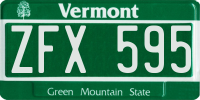 VT license plate ZFX595