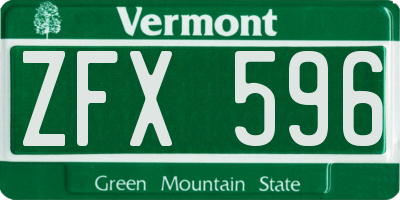 VT license plate ZFX596