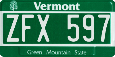 VT license plate ZFX597