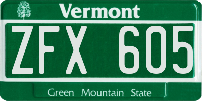 VT license plate ZFX605