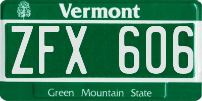 VT license plate ZFX606