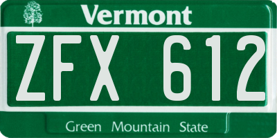 VT license plate ZFX612