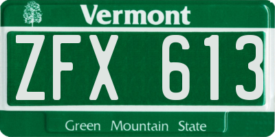 VT license plate ZFX613