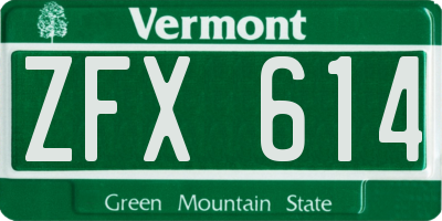 VT license plate ZFX614