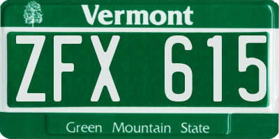 VT license plate ZFX615