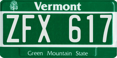 VT license plate ZFX617