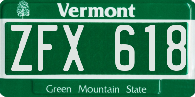 VT license plate ZFX618