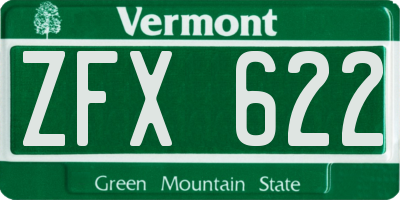 VT license plate ZFX622