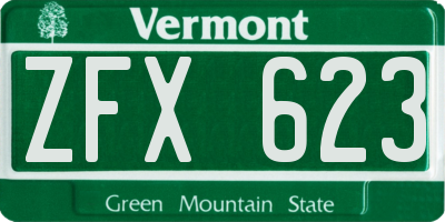 VT license plate ZFX623