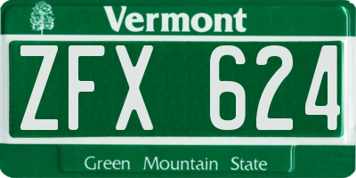 VT license plate ZFX624