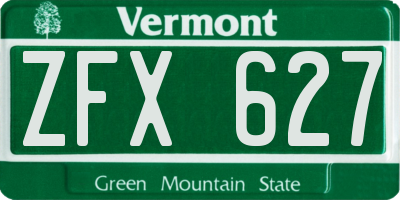 VT license plate ZFX627