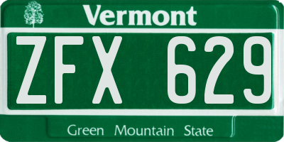 VT license plate ZFX629