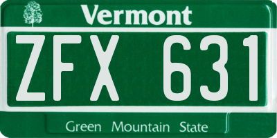 VT license plate ZFX631