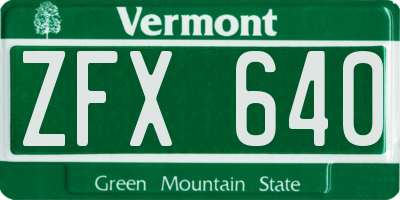 VT license plate ZFX640