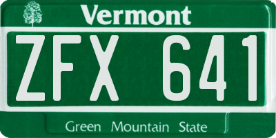 VT license plate ZFX641