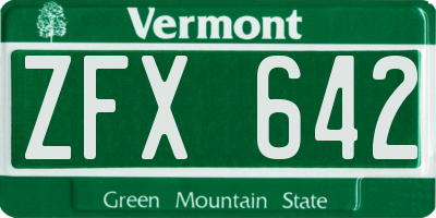 VT license plate ZFX642