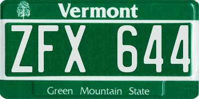 VT license plate ZFX644