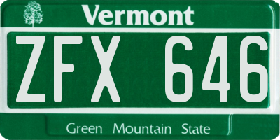 VT license plate ZFX646