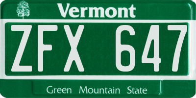 VT license plate ZFX647