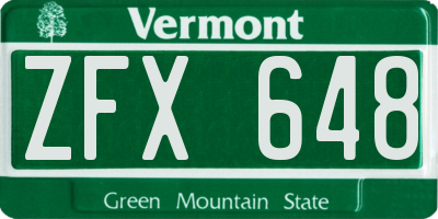 VT license plate ZFX648