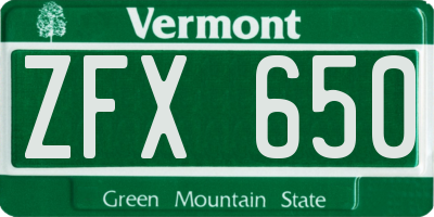 VT license plate ZFX650