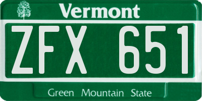 VT license plate ZFX651