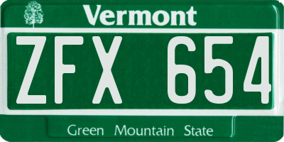 VT license plate ZFX654