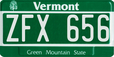 VT license plate ZFX656
