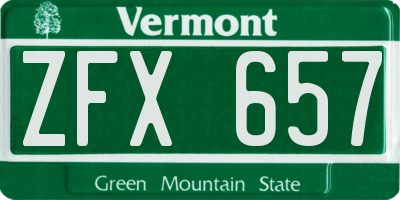 VT license plate ZFX657