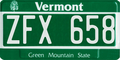 VT license plate ZFX658
