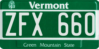 VT license plate ZFX660