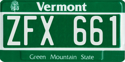 VT license plate ZFX661