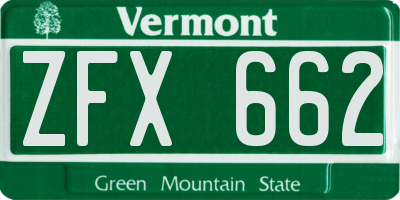 VT license plate ZFX662