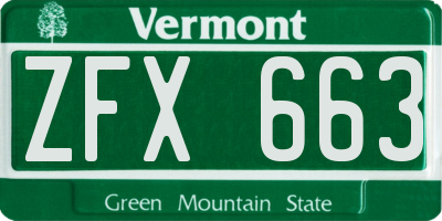 VT license plate ZFX663