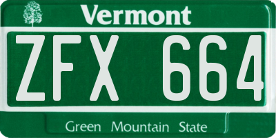 VT license plate ZFX664