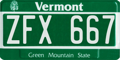 VT license plate ZFX667